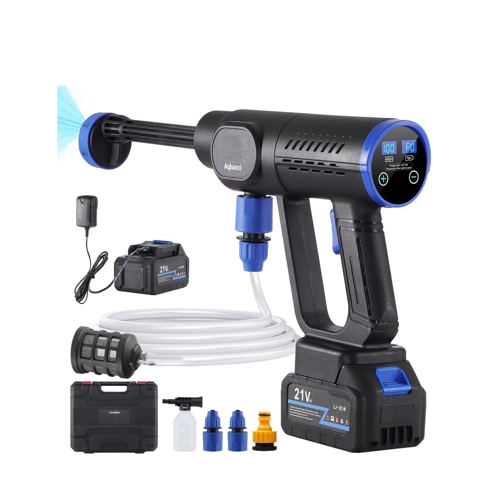 Aqlsaoci Cordless Pressure Washer 21V Handheld Power Cleaner with 2 Batteries